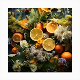 Flowers And Citrus 1 Canvas Print