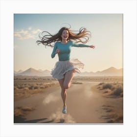 Girl Running Canvas Print