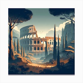 Colosseum In An Enchanted Forest 9 Canvas Print