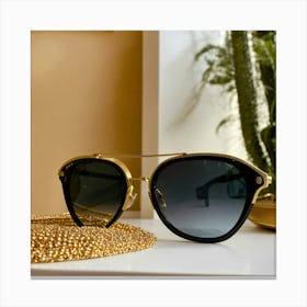 A Photo Of A Pair Of Sunglasses Sitting On A White (10) Canvas Print