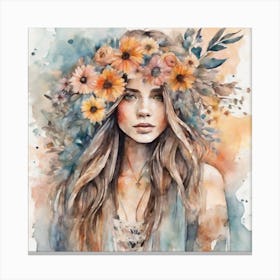 Boho art rose crown 3 Canvas Print