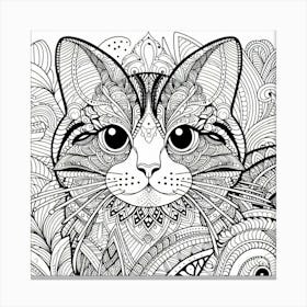 Cat Coloring Page 2 Canvas Print