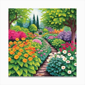 Garden Path, Design An Artwork Of A Bustling City Street In The Rain Canvas Print