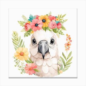 Floral Baby Parrot Nursery Illustration (27) Canvas Print