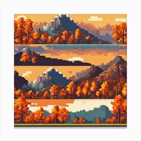 Autumn Landscape Pixel Art 1 Canvas Print