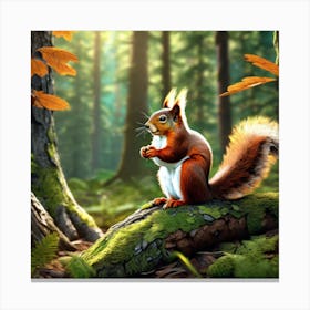 Red Squirrel In The Forest 63 Canvas Print