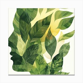 Portrait Of A Woman With Leaves Canvas Print