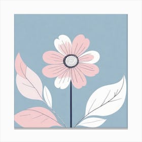 A White And Pink Flower In Minimalist Style Square Composition 399 Canvas Print