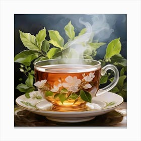 Tea Cup With Flowers 3 Canvas Print