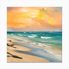 Sunset On The Beach Canvas Print