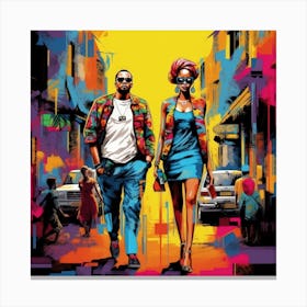 Nigerian Couple Walking Down The Street Canvas Print