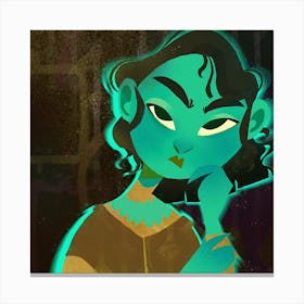 Teal Girl Square Canvas Print