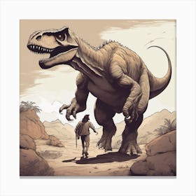 A dinosaur met a man Canvas Print