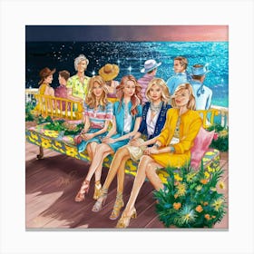 A Vibrant Illustration Of A Group Of Friends Waiti Hwe4mka8reelzjkcxi1v7g Dl 0fybrhasjoio Vpnsw Canvas Print