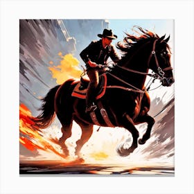 Cowboy Riding A Horse 3 Canvas Print