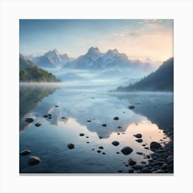 Lake between mountains Canvas Print