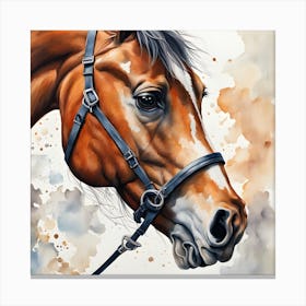 Impressionism Watercolor Horse Portrait Canvas Print