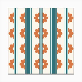 Flower Stripes Pattern I in Mocha Brown Sage Green 1 Leinwandbild