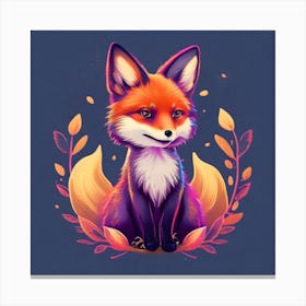 Fox In Autumn Leaves Canvas Print