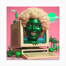 Woman In A Computer Canvas Print