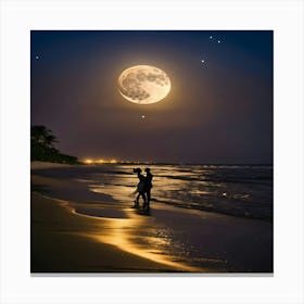 Moonlight At The Beach Canvas Print