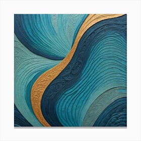 Blue And Gold Abstract Painting Canvas Print