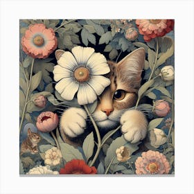 Cat In Flowers 1 Canvas Print