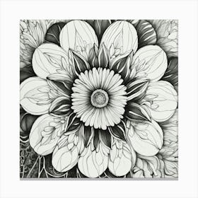 Black And White Flower Canvas Print