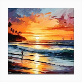 Sunset At The Beach 2 Canvas Print