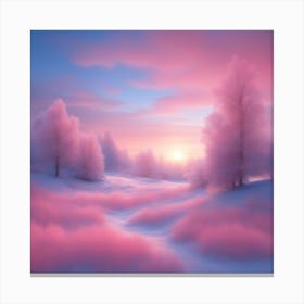 Pink Landscape With Trees Canvas Print