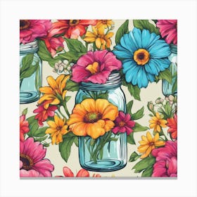 Tshirtdesignaf A Bouquet Of Vibrant Flowers In A Mason Jar Perfect For Brightening Someone S Day Canvas Print