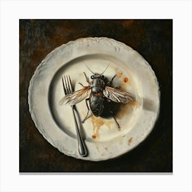 Flies On A Plate Canvas Print