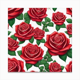 Red Roses Seamless Pattern 5 Canvas Print