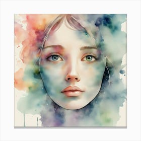 Watercolor Of A Girl 34 Canvas Print