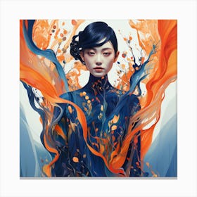 Chinese Girl With Fire Canvas Print