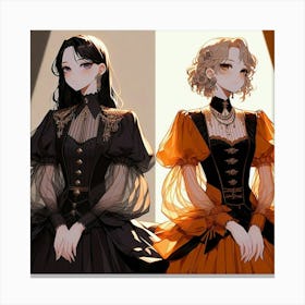 Two Gothic Girls Canvas Print