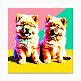 'Chow Chow Pups', This Contemporary art brings POP Art and Flat Vector Art Together, Colorful Art, Animal Art, Home Decor, Kids Room Decor, Puppy Bank - 63rd Canvas Print