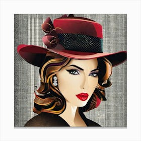 Lady In Red Hat Canvas Print