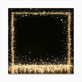 Golden Frame With Stars On Black Background 2 Canvas Print