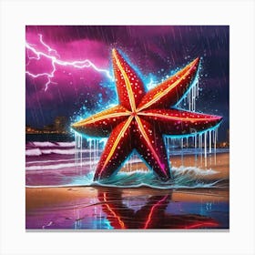 Starfish In The Storm purple lightning Canvas Print