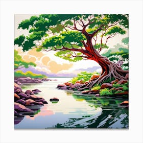 Tree In The River Canvas Print