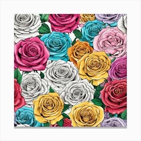 Roses Seamless Pattern 23 Canvas Print