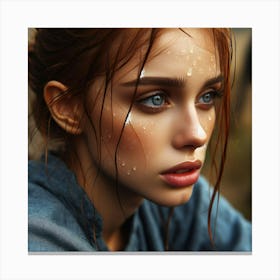 Portrait Of A Girl With Red Hair Canvas Print