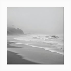 Black And White Beach 3 Canvas Print