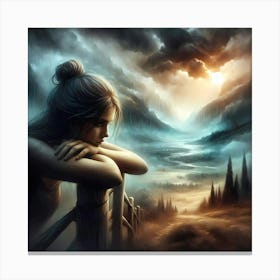 Woman Looking At The Sky Canvas Print