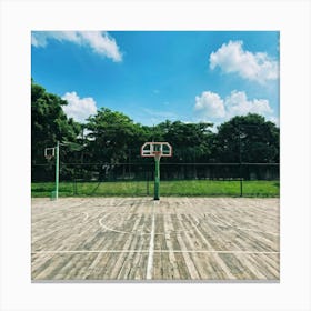 Competition Play Wooden Board Abandoned Recreation Court Background Park Nobody Basket Gr (4) 1 Canvas Print