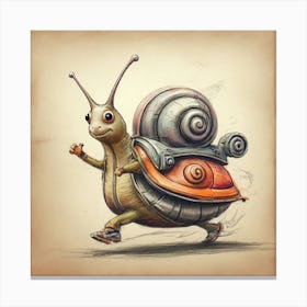 Snail On A Bike 3 Canvas Print