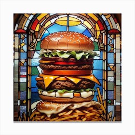 Burger Stained Glass Canvas Print