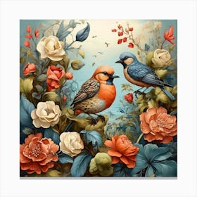 Birds In The Garden Canvas Print