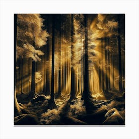 Rays Of Light In The Forest 1 Canvas Print